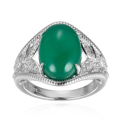 Bague en argent et Agate verte
