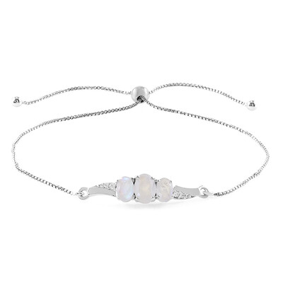Bracelet en argent et Pierre de Lune arc-en-ciel