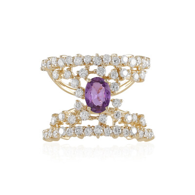 Bague en or et Saphir pourpre de Ceylan non chauffé (de Melo)