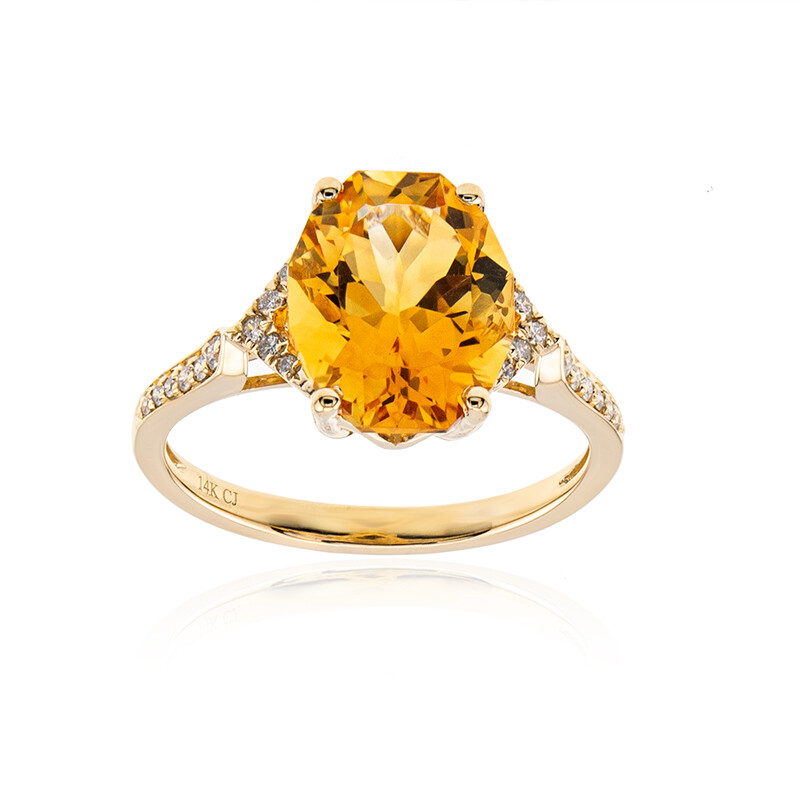 Bague MAUBOUSSIN "Môme Je T'aime" Or Avec Citrine Et Diamants - Taille 46 - Occasion