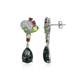 Boucles d'oreilles en argent et Agate mousse