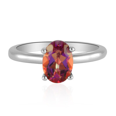 Bague en argent et Topaze mystique rouge du soir