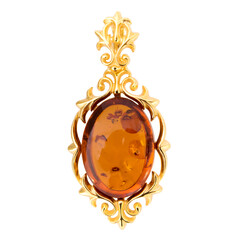 Pendentif en argent et Ambre baltique