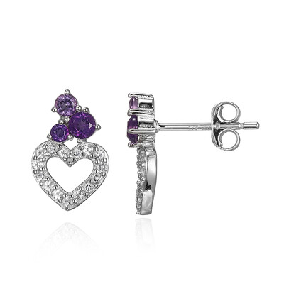 Boucles d'oreilles en argent et Améthyste de Zambie