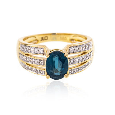 Bague en or et Kyanite bleu pétrole