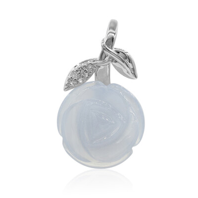 Pendentif en argent et Calcédoine bleue