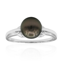 Bague en platine et Perle de culture de Tahiti