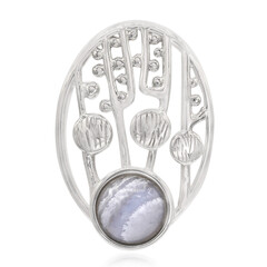 Pendentif en argent et Agate zonée bleue