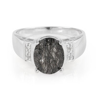 Bague pour homme en argent et Quartz rutile noir