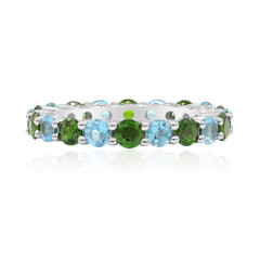 Bague en argent et Diopside de Russie