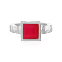 Bague en argent et Calcedoine framboise