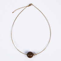 Collier en acier inoxydable et Bois de palmier fossilisé