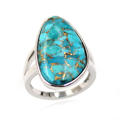 Bague en argent et Turquoise cuivrée bleue (Faszination Türkis)