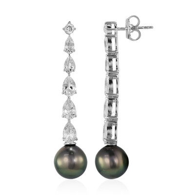 Boucles d'oreilles en argent et Perle de culture de Tahiti