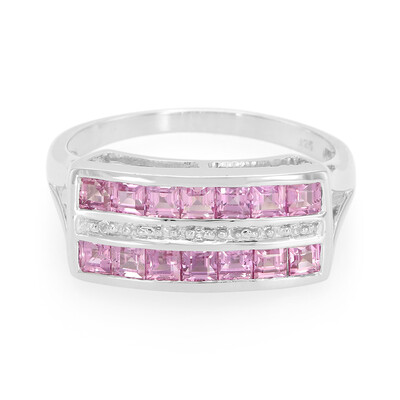 Bague en argent et Saphir rose de Ceylan