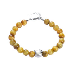 Bracelet en argent et Œil de tigre doré