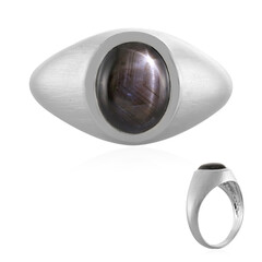 Bague en argent et Saphir étoilé noir