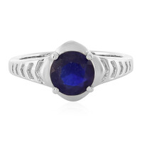 Bague en argent et Saphir bleu de Madagascar