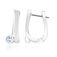 Boucles d'oreilles en argent et Aigue-marine du Mozambique (Pallanova)