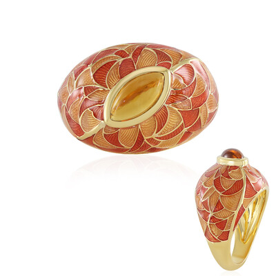 Bague en argent et Citrine Madère (Adela Silber)