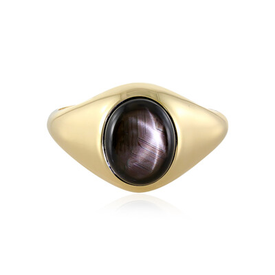Bague en or et Saphir étoilé noir