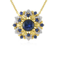 Collier en argent et Saphir étoilé bleu