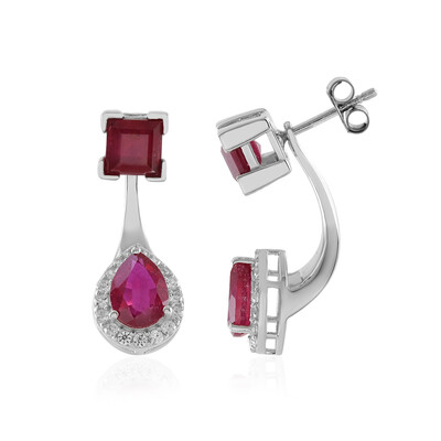 Boucles d'oreilles en argent et Rubis de Madagascar (de Melo)