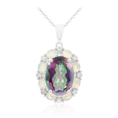 Collier en argent et Quartz mystique vert