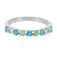 Bague en argent et Apatite bleu néon