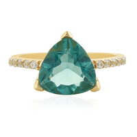 Bague en or et Fluorite bleu pétrole de Belgique