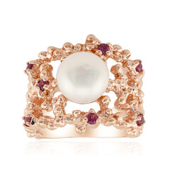 Bague en argent et Perle blanche de culture d'eau douce (TPC)