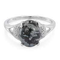 Bague en argent et Obsidienne Flocon-de-Neige