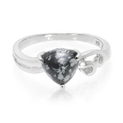 Bague en argent et Obsidienne Flocon-de-Neige