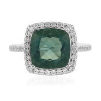 Bague en argent et Fluorite bleu pétrole de Belgique
