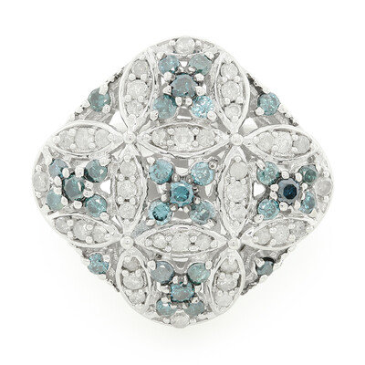 Bague en argent et Diamant bleu