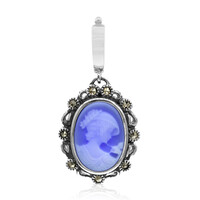 Pendentif en argent et Agate zonée bleue