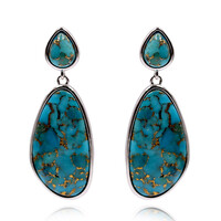 Boucles d'oreilles en argent et Turquoise cuivrée bleue (Faszination Türkis)