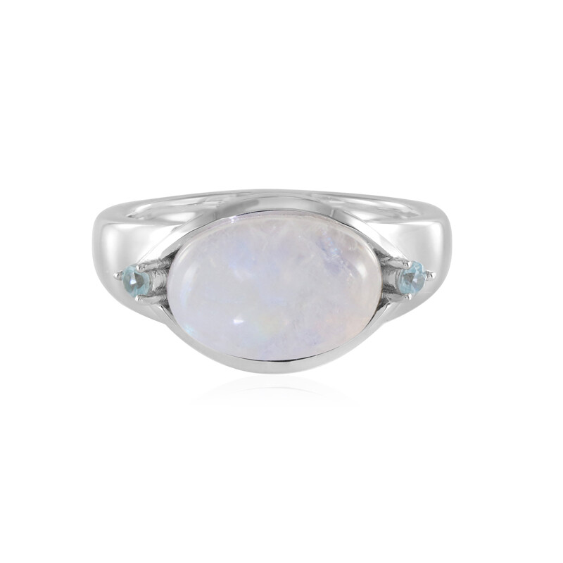 Bague pierre de lune bleue