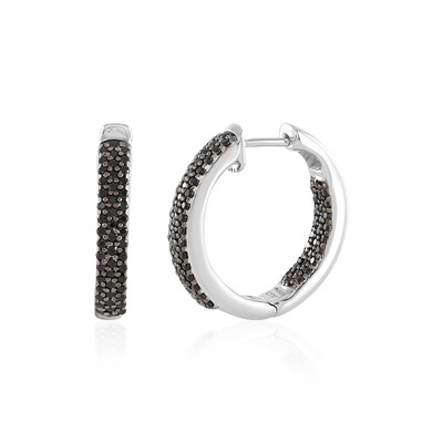 Boucles d'oreilles en argent et Spinelle noir