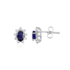 Boucles d'oreilles en argent et Saphir bleu de Madagascar