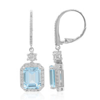 Boucles d'oreilles en argent et Topaze bleu ciel