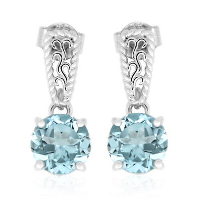 Boucles d'oreilles en argent et Topaze bleu ciel