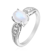 Bague en argent et Pierre de lune de Tanzanie
