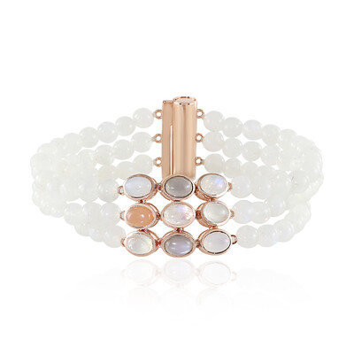 Bracelet en argent et Pierre de lune pêche (KM by Juwelo)