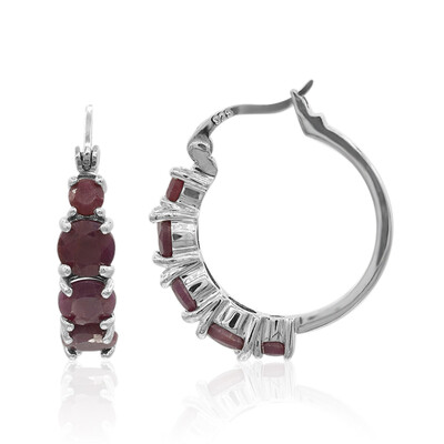 Boucles d'oreilles en argent et Rubis