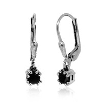 Boucles d'oreilles en argent et Diamant noir