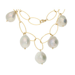 Collier et Perle blanche de culture d'eau douce