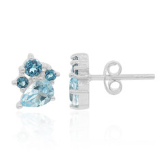 Boucles d'oreilles en argent et Topaze bleu ciel
