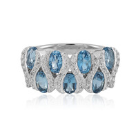 Bague en argent et Topaze bleu de Londres