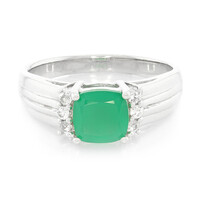 Bague pour homme en argent et Calcédoine verte
